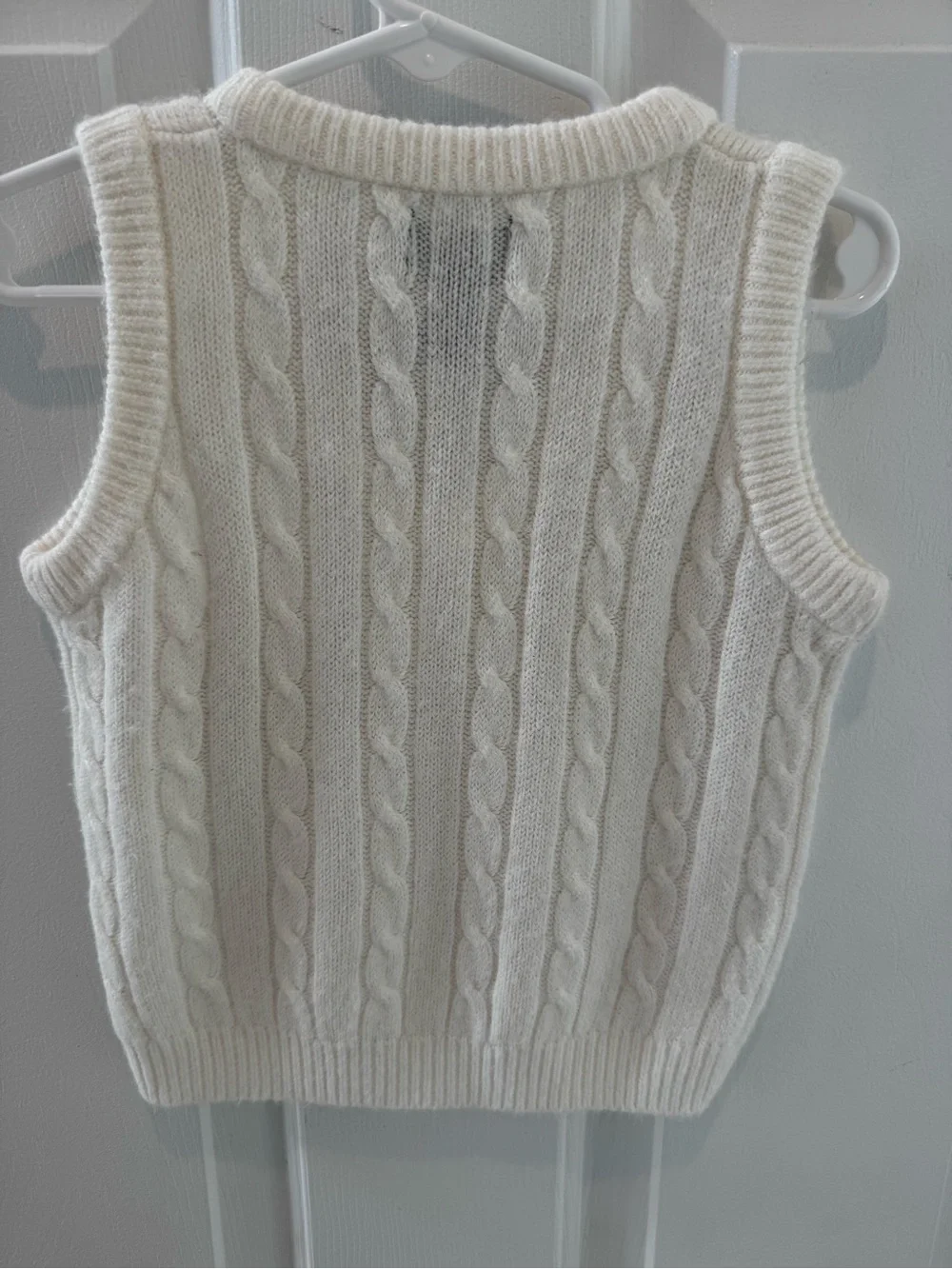 The Children's Place Cream Cable Knit V-Neck Sweater Vest - Classic Cable Detail